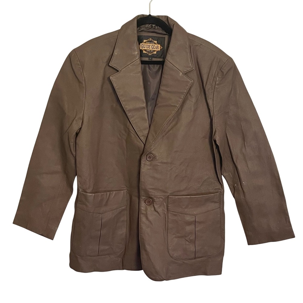Vintage Guide Gear Mens Brown Leather Blazer Jacket‎ Size M
